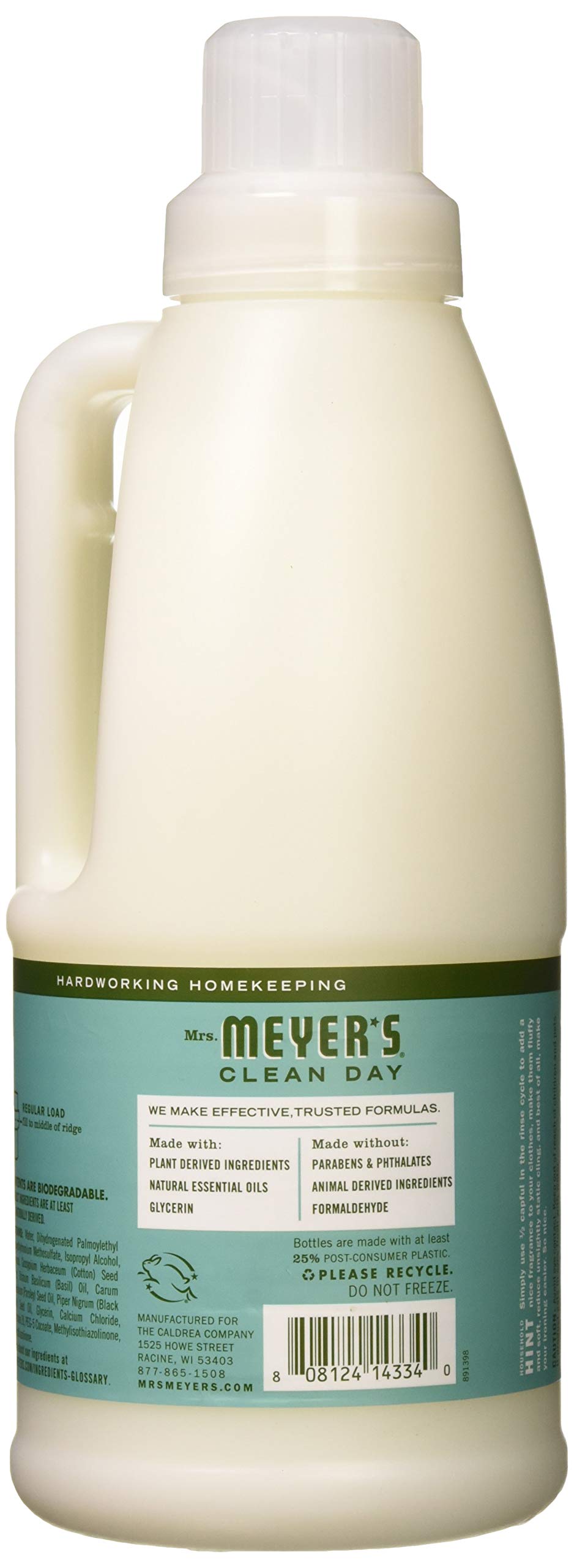 Mrs. Meyer'S Liquid Fabric Softener Biodegradable Basil 32 Oz