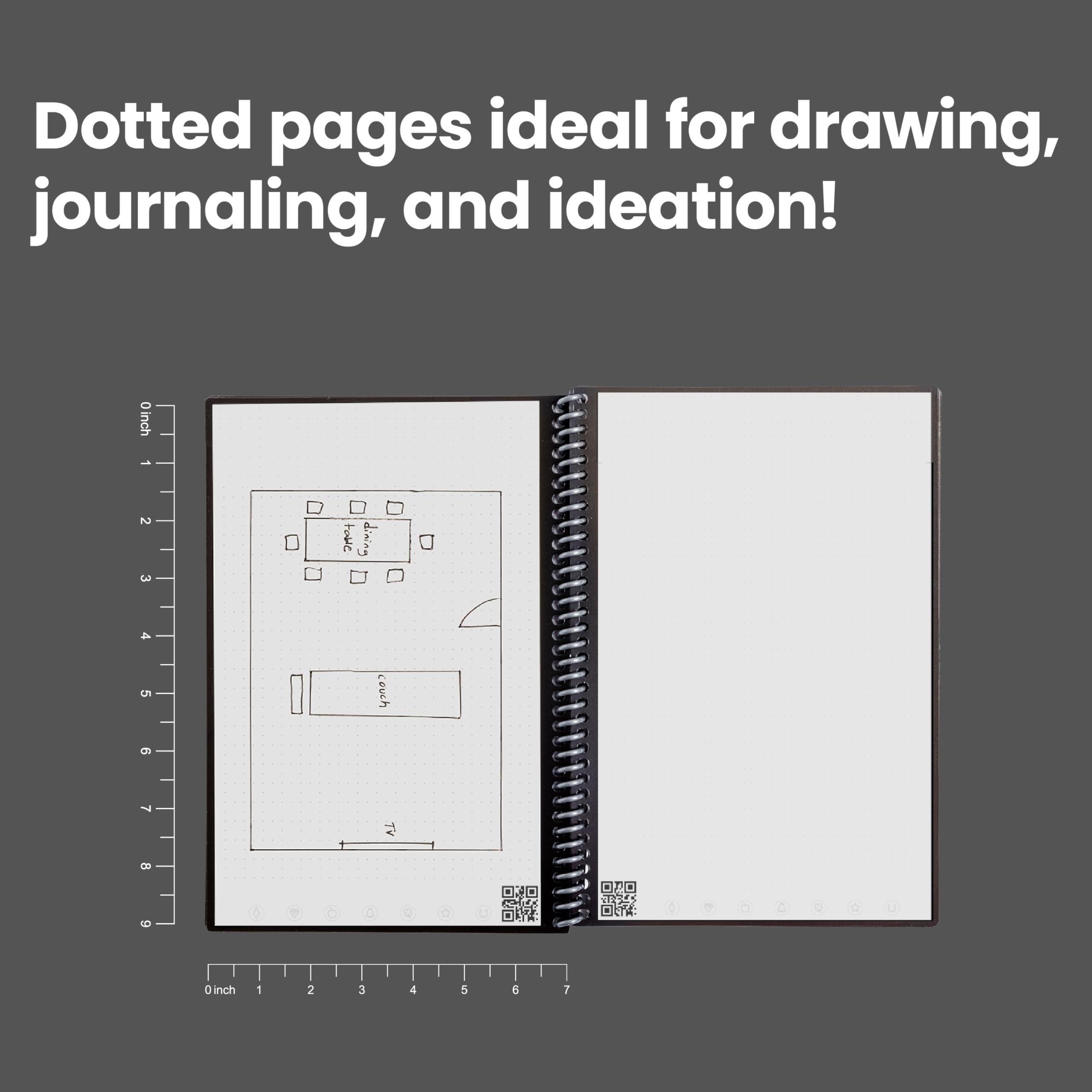 Rocketbook Core Reusable Spiral Notebook, Executive Size 6x8.8, Red - Dotted Pages, App-Connected, Erasable, Durable Cover, Ideal for School, Work, and Creative Projects