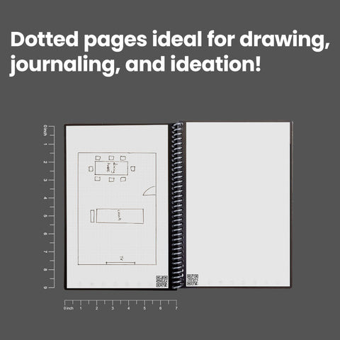Rocketbook Core Reusable Spiral Notebook, Executive Size 6x8.8, Red - Dotted Pages, App-Connected, Erasable, Durable Cover, Ideal for School, Work, and Creative Projects