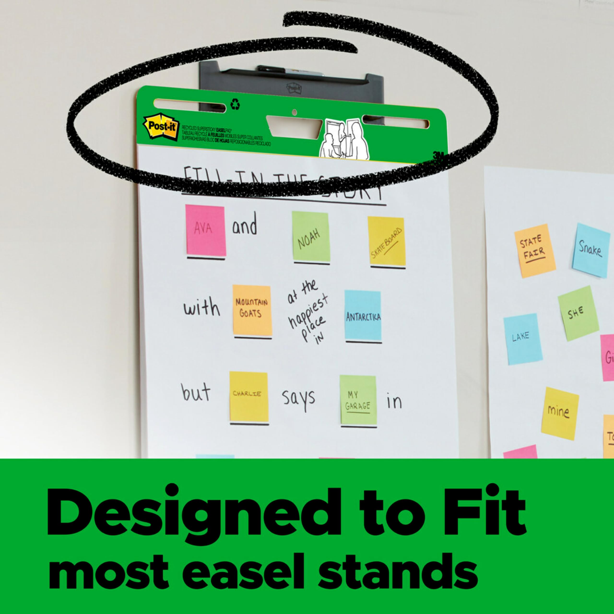 Post-it Easel Pad Made with Recycled Paper, 25 in x 30 in, White, 30 Sheets/Pad, 2 Pads/Pack, Great for Virtual Teachers and Students (559RP)