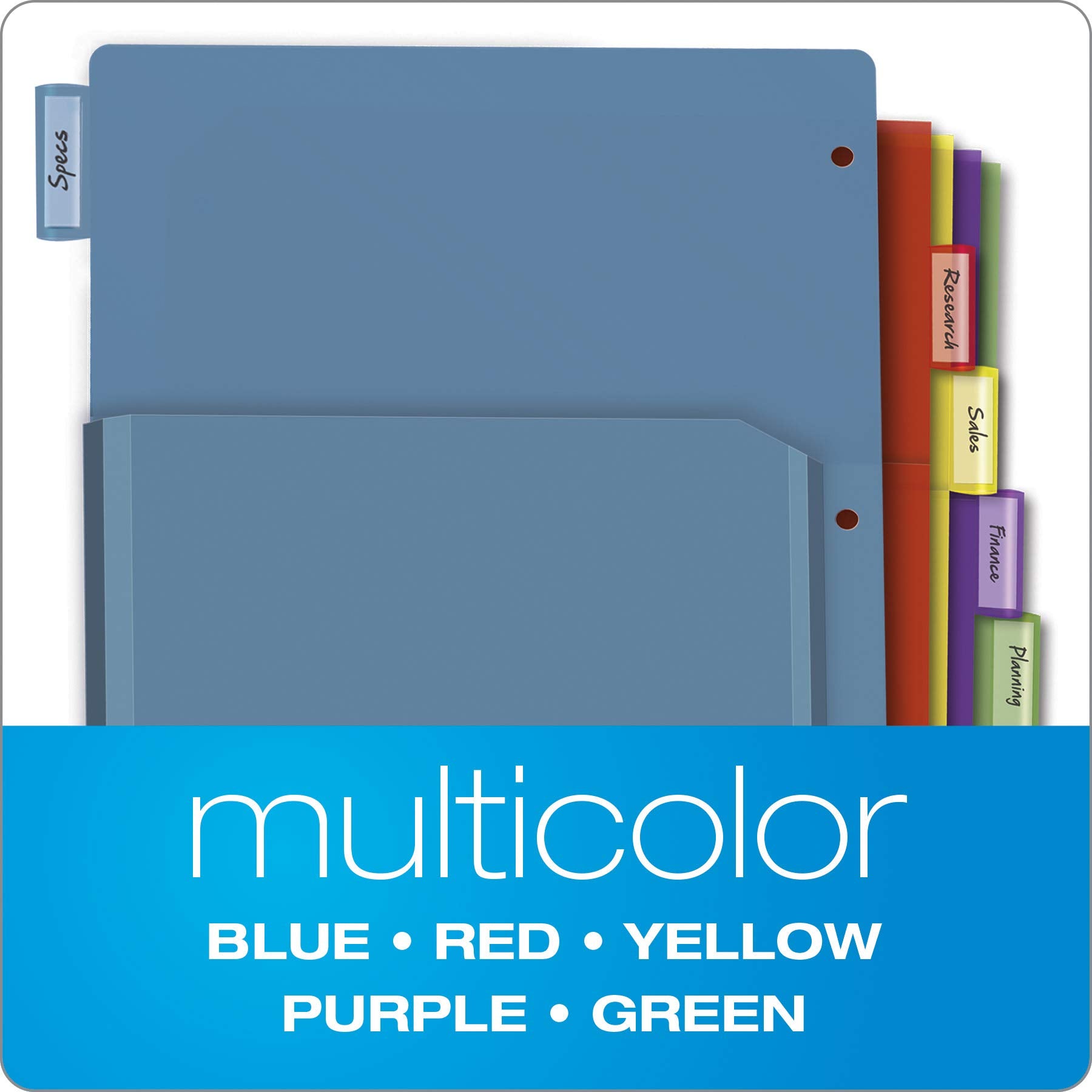 Cardinal 8-Tab Expanding Plastic Binder Dividers, Flexible Front Pockets Expand 1/4", Insertable Multicolor Tabs, Letter Size, 1 Set (84013)