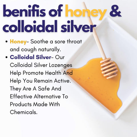 Silver Biotics Colloidal SIlver Lozenges | 60 PPM Ag₄O₄ SilverSol | Immune Support + Throat Soothing Lozenges | Manuka Honey | 21 Count