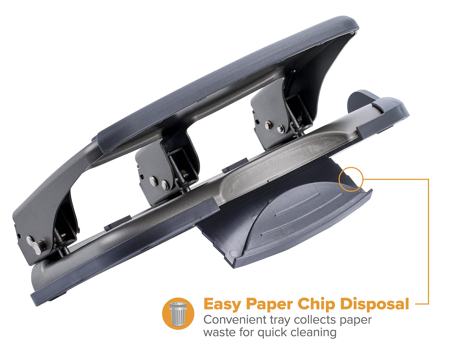 Bostitch Office EZ Squeeze Heavy Duty 3-Hole Punch for Home Office & School, 40-Sheet Capacity, One-Touch Reduced Force, Sleek Gray Design