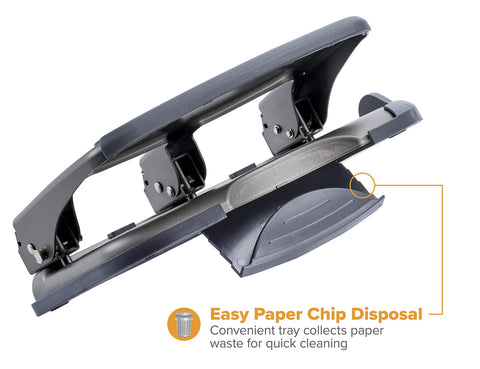 Bostitch Office EZ Squeeze Heavy Duty 3-Hole Punch for Home Office & School, 40-Sheet Capacity, One-Touch Reduced Force, Sleek Gray Design