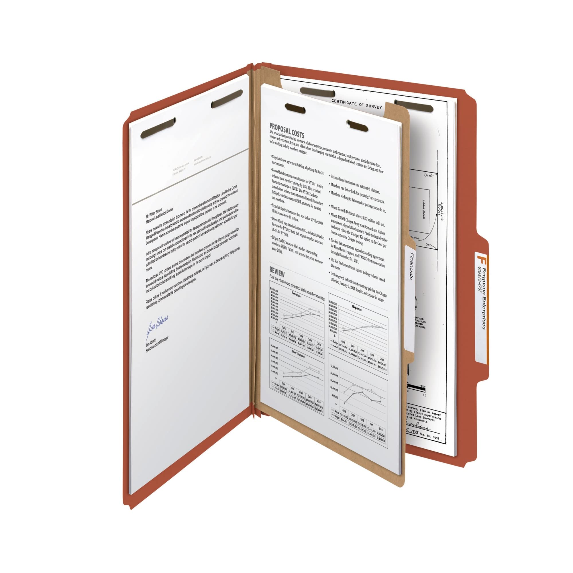 Smead 100% Recycled Pressboard Classification File Folder, 1 Divider, 2" Expansion, Legal Size, Red, 10 per Box (18723)