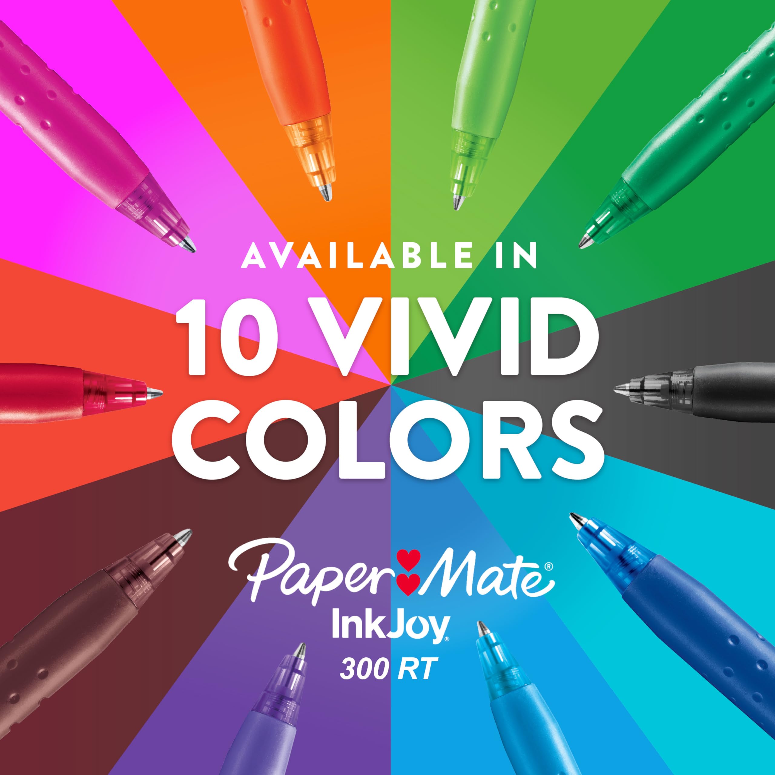 Paper Mate InkJoy 300RT Retractable Ballpoint Pens, Medium Point (1.0mm), 24 Count - Colorful Office Supplies, Writing, Journaling