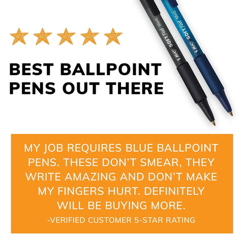BIC Soft Feel Blue Retractable Ballpoint Pens, Medium Point (1.0mm), 36-Count Pack, Blue Pens With Soft-Touch Comfort Grip