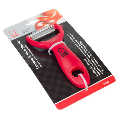 Chef Craft Classic Stainless Steel Blade with Plastic Handle Tomato/Kiwi Peeler, 8 inch, Red