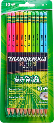 Ticonderoga 13810 #2 Neon Pencils 10 Pack