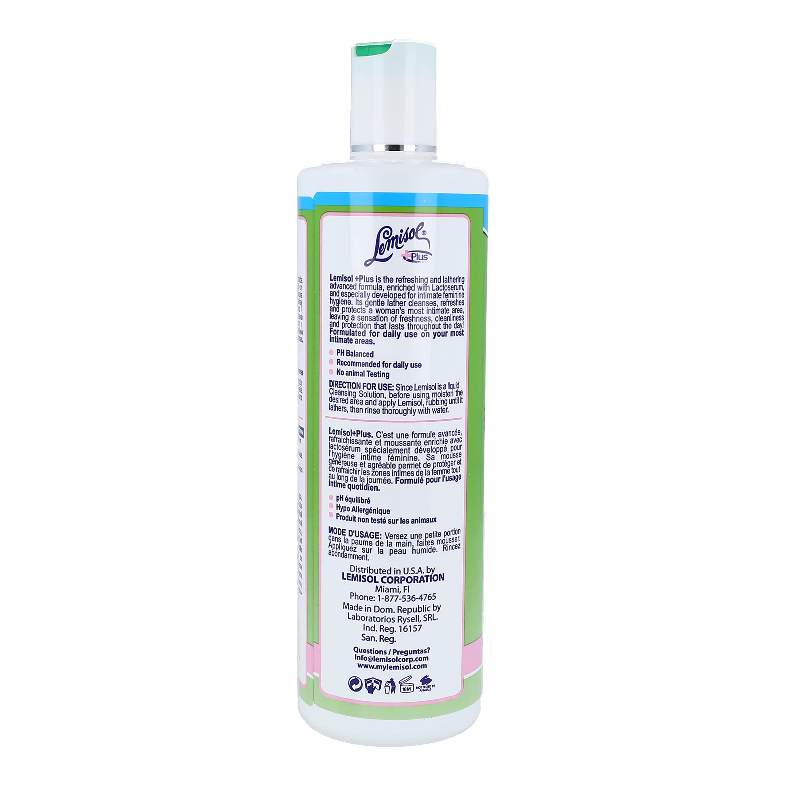 Lemisol Feminine Wash, Gentle Daily Cleanser with Lactoserum, Helps you Keep pH Balanced, Hypoallergenic, Keeps Women Clean, Fresh and Confident, Original Formula, 16 Fl Oz, [Pack of 2]