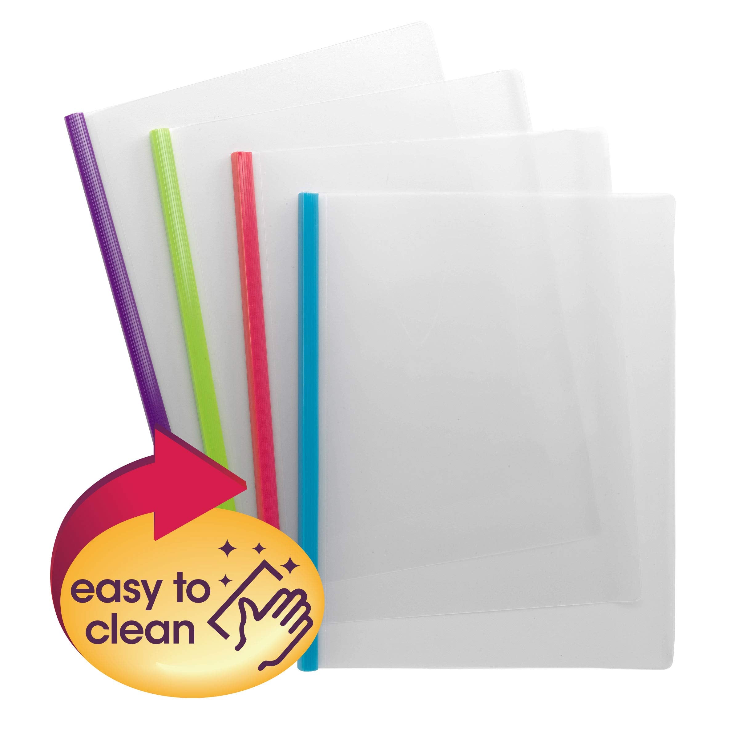 Smead Poly Report Cover with Sliding Bar, 25 Sheet Capacity, Letter Size, Assorted Colors, 12 per Pack (86048)