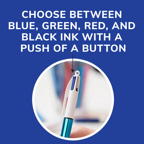 BIC 4 Color Shine Retractable Ballpoint Pen with 1.0 mm Medium Point and Easy Portability, 2-Count in Assorted Ink