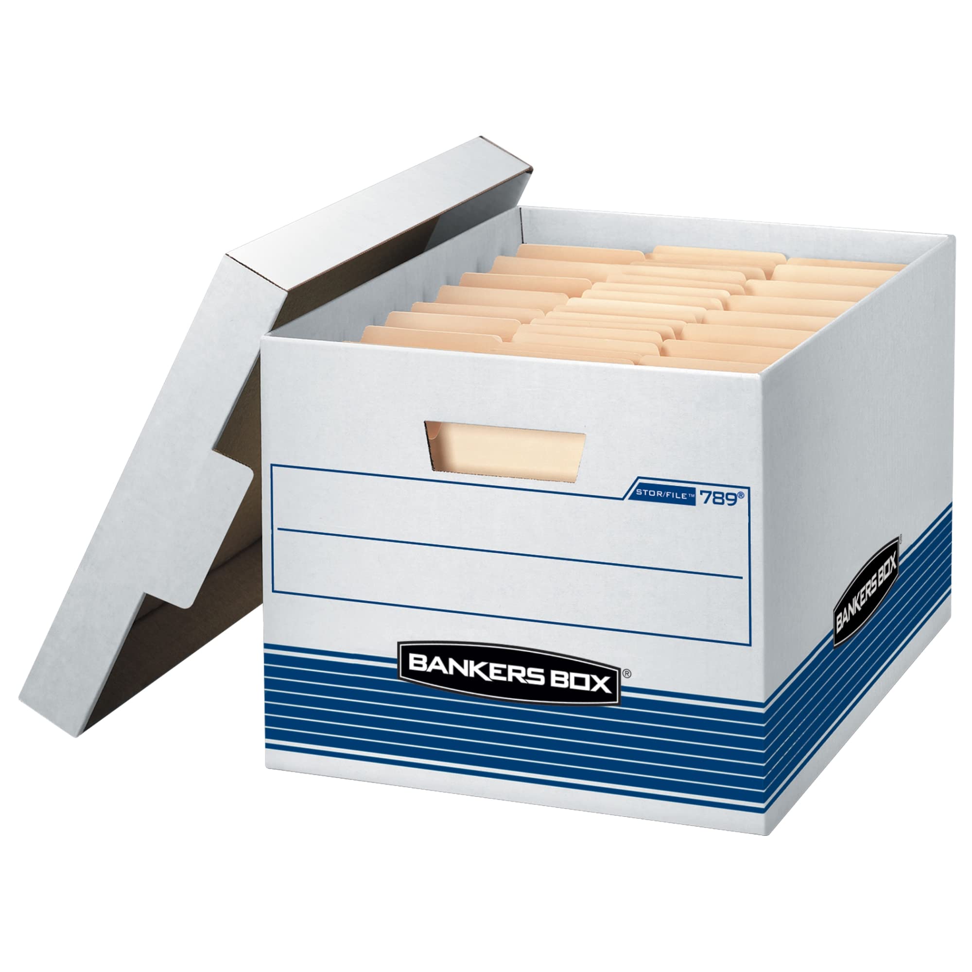 Bankers Box 12-Pack Medium Duty File Storage Boxes with Lids, FastFold Assembly, Letter/Legal, STOR/FILE, (00789)