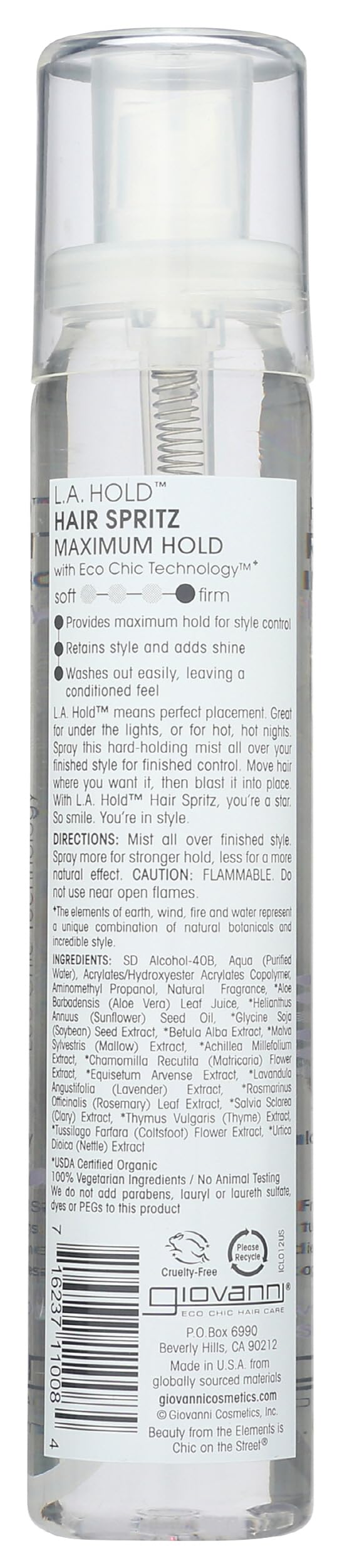 GIOVANNI L.A. Hold Hair Spritz - Maximum Hold Styling Spray, Lightweight, Lauryl & Laureth Sulfate Free - 5 oz