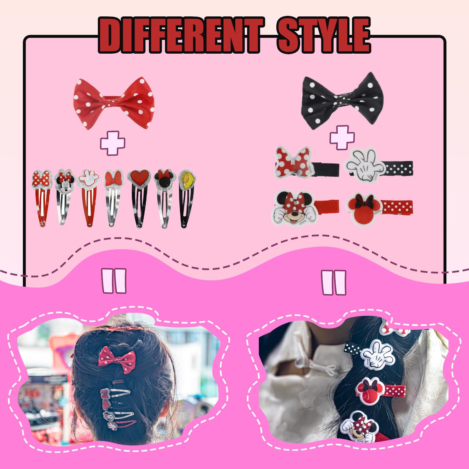 Disney Minnie Mouse Hair Accessories Set for Kids, Perfect for Parties, Sleepovers and Makeovers, Ages 3+, By Townley Girl
