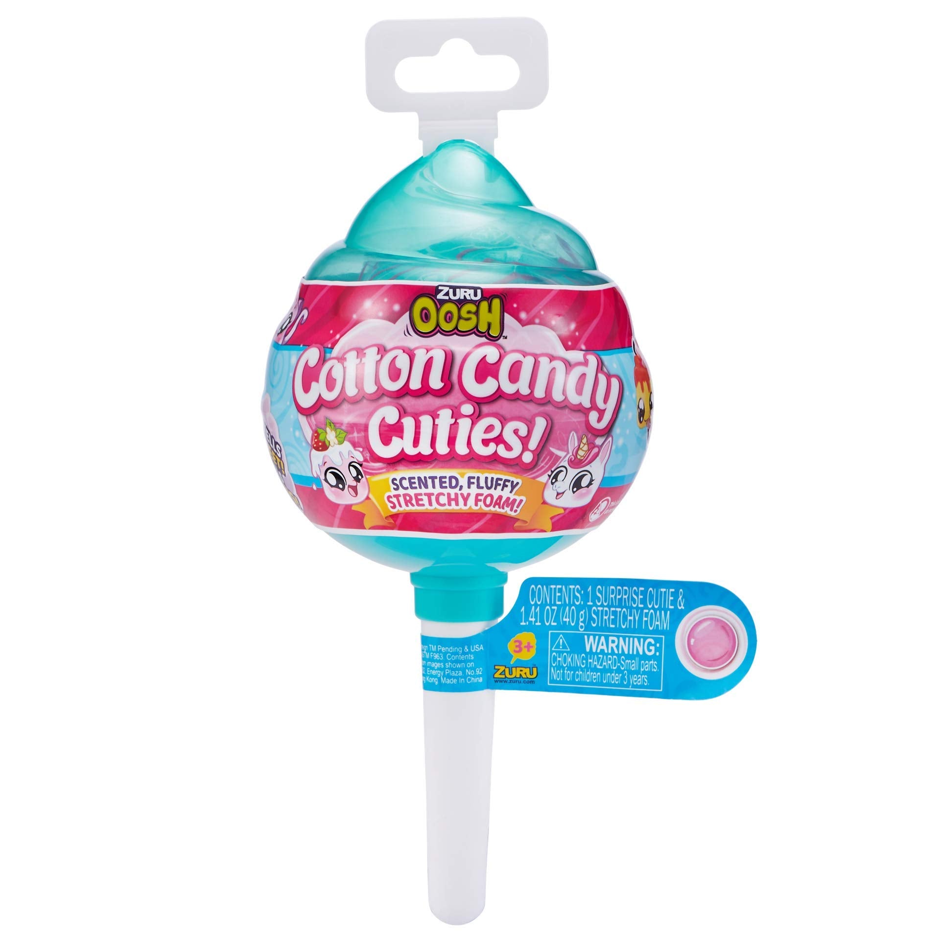 Oosh Slime Cotton Candy Cuties Series 2 by ZURU (Purple) Scented, Squishy, Fluffy, Soft, Stretchy, Stress Relief, Party Favors, Non-Stick with Collectible Cutie Slow Rise Toy