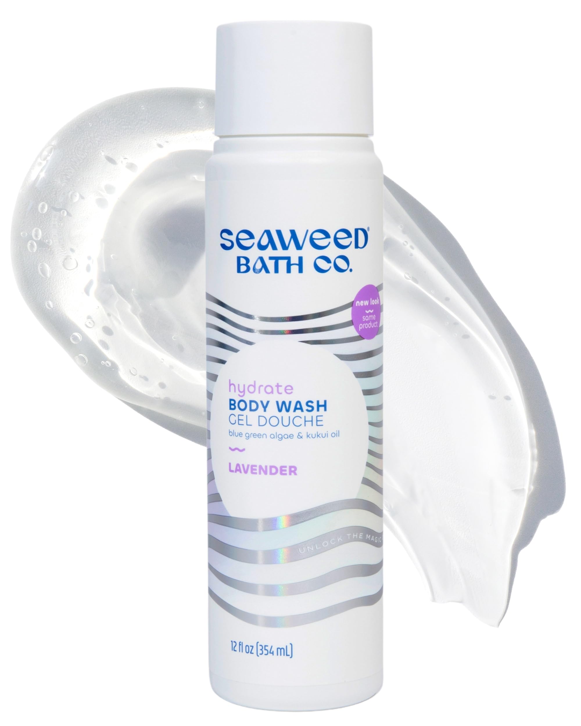 Seaweed Bath Co. Hydrate Body Wash - Lavender - Hydrating Foaming Cleanser with Soothing Natural Ingredients - Vegan, Paraben and Sulfate Free Shower Gel for Men and Women - 12 oz