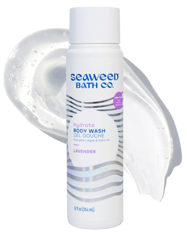 Seaweed Bath Co. Hydrate Body Wash - Lavender - Hydrating Foaming Cleanser with Soothing Natural Ingredients - Vegan, Paraben and Sulfate Free Shower Gel for Men and Women - 12 oz