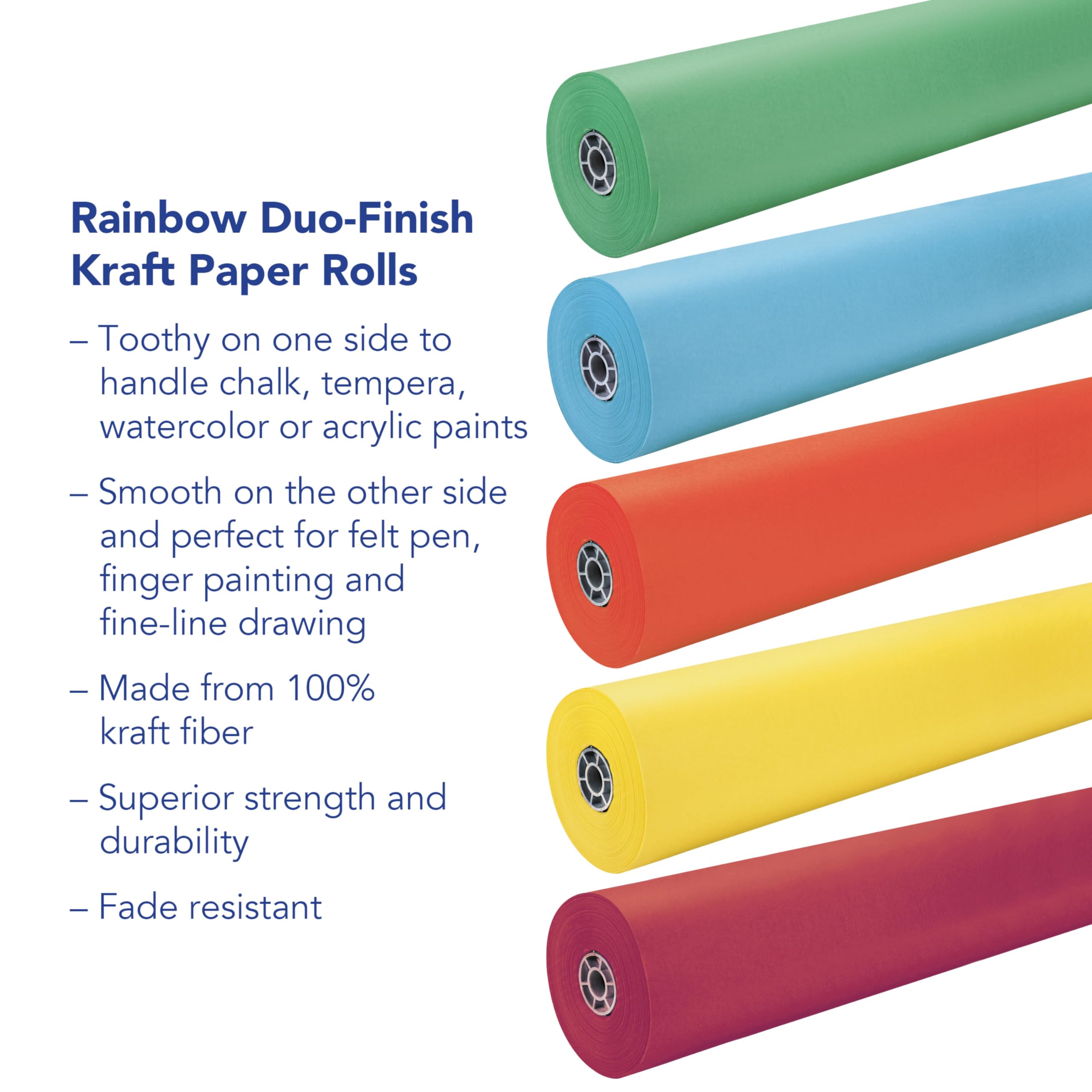 Rainbow Kraft Duo-Finish Kraft Paper Roll, 40 lb, 36 Inches x 100 Feet, Dark Blue