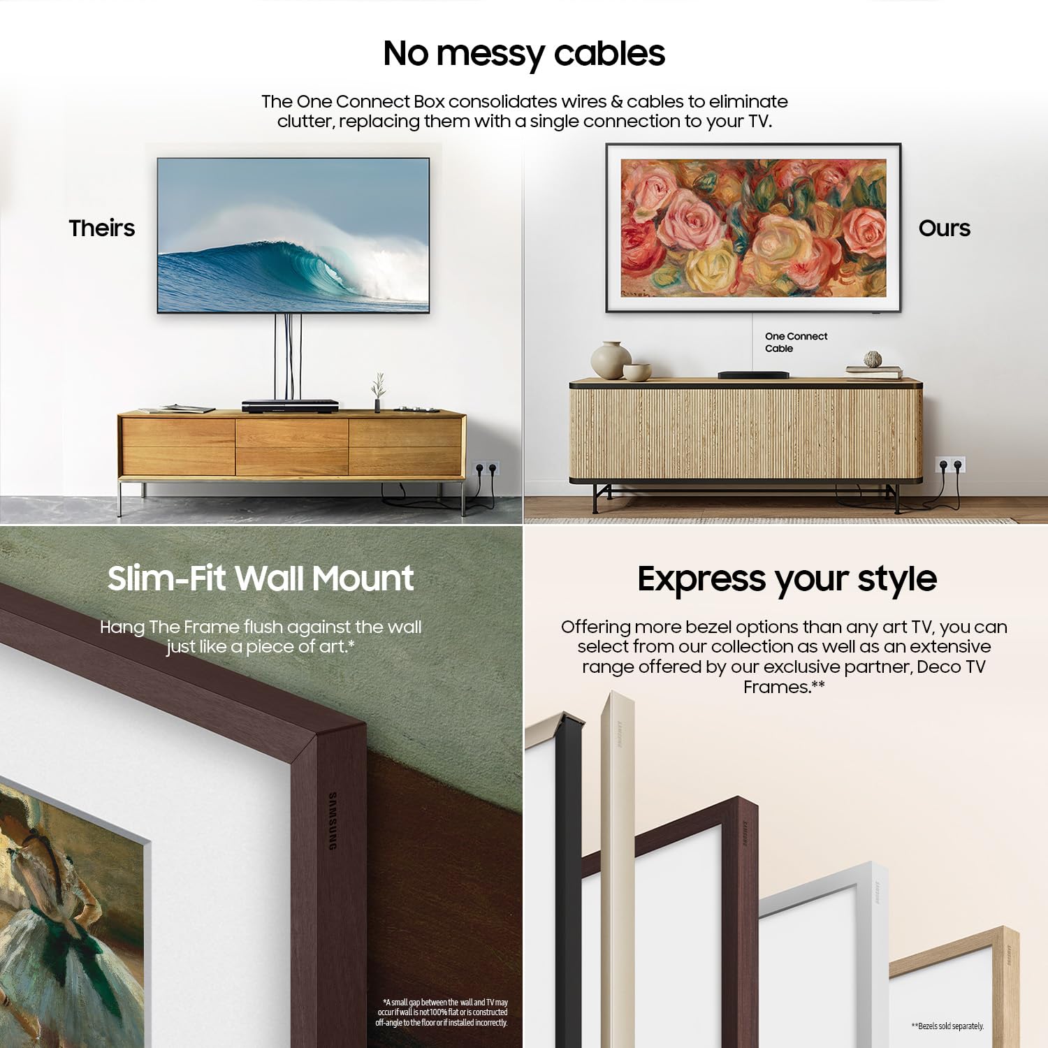 SAMSUNG 65-Inch Class QLED 4K LS03D The Frame Series Quantum HDR Smart TV w/Dolby Atmos, Art Mode, Anti-Reflection, Customizable Frame, Slim Fit Wall Mount with Alexa Built-in (QN65LS03D, 2024 Model)