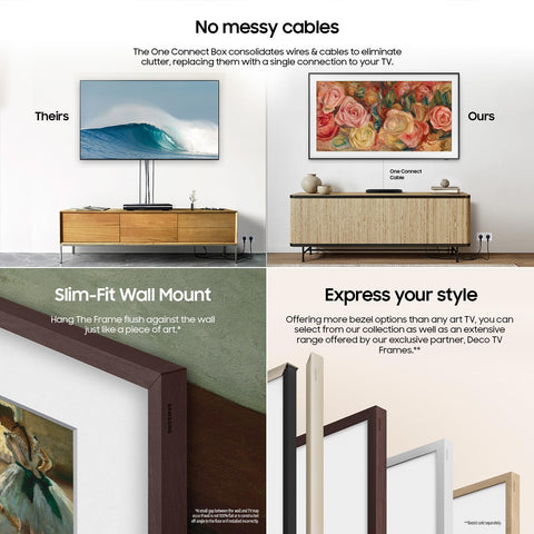 SAMSUNG 65-Inch Class QLED 4K LS03D The Frame Series Quantum HDR Smart TV w/Dolby Atmos, Art Mode, Anti-Reflection, Customizable Frame, Slim Fit Wall Mount with Alexa Built-in (QN65LS03D, 2024 Model)