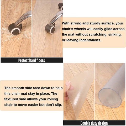 AiBOB Office Chair Mat for Hardwood Floor, 36 X 48 inches, Hard Floor Chair Mats Under Computer Desk, Easy Glide for Rolling Chairs