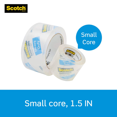 Scotch Heavy Duty Packaging Tape, 1.88" x 19.4 yd, Designed for Packing, Shipping and Mailing, Strong Seal on All Box Types, 1.5" Core, Clear, 1 Roll with Dispenser (142-700-H)
