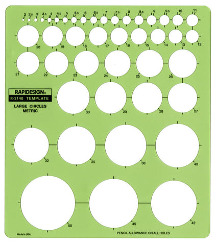 Rapidesign Metric Large Circles Template, 1 Each (R2140)