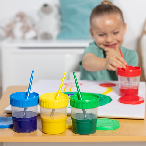 Melissa & Doug Spill-Proof Paint Cups - 4-Pack, Airtight Seal, Snap Lids