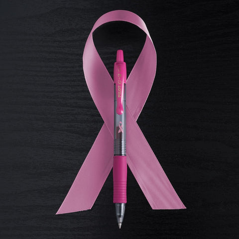 Pilot, G2 Pink Ribbon Premium Gel Roller Pens, Fine Point 0.7 mm, Pink, Pack of 2