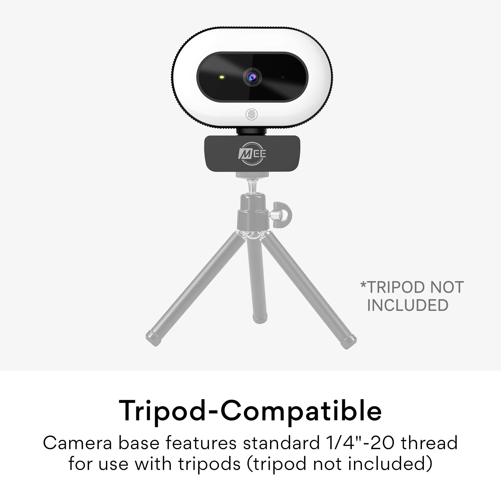 MEE audio CL8A 1080p HD Webcam with Ring Light, Microphone, Autofocus, Low Light Correction, 360° Rotation; USB Streaming Web Camera for Video Calling via Zoom/Skype on Computer PC Mac Laptop Desktop