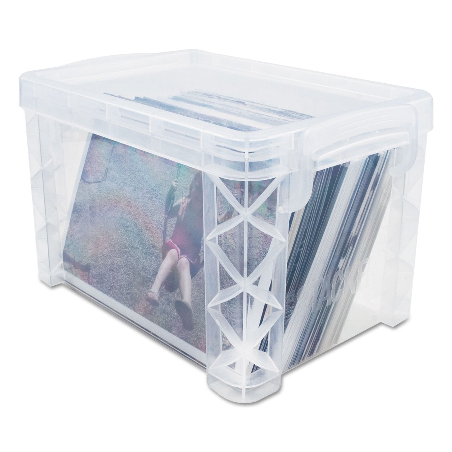 Advantus 40307 Super Stacker Storage Boxes, Hold 400 3 x 5 Cards, Plastic, Clear