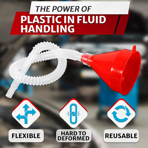 3'' Wide 23'' Long Funnel with Hose – Flexible, Reusable, No Leak Design Featuring Elastic Long Hose | Long Funnel for Transmission Fluid for Oil, Gas, Coolant, Automotive and Garage Applications