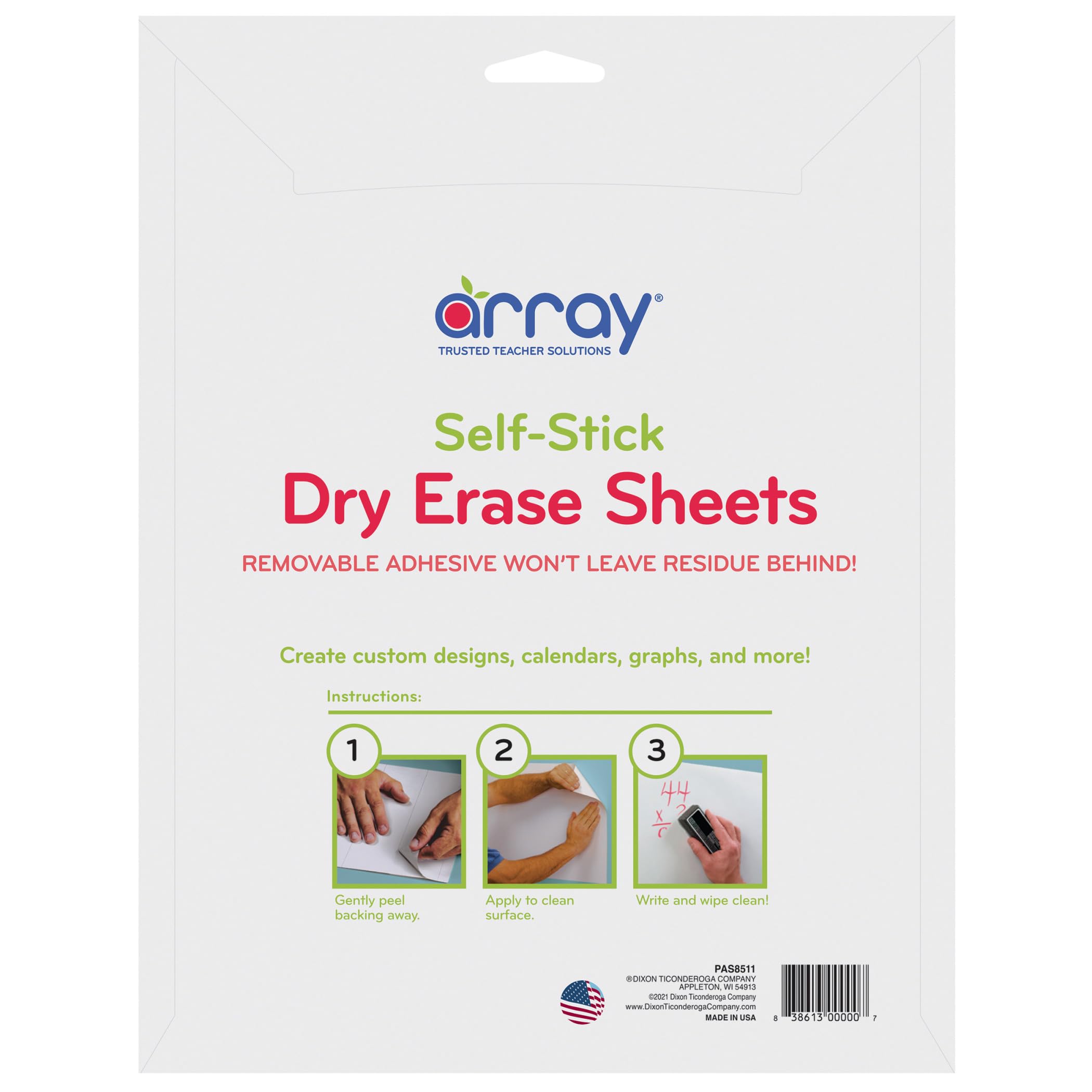 GoWrite! Dry Erase Sheets, Self-Adhesive, 8-1/2" x 11", White, 5 Sheets