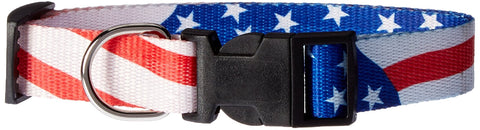 Kole KI-AA125 Patriotic Dog Collar, One Size,Black; White; Blue; Red;Silver