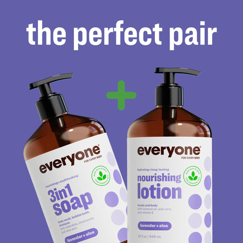 Everyone 2-in-1 Lotion for Hands/Body, 32 ounce (Pack of 1) Lavender and Aloe made with Essential Oils for Men and Women