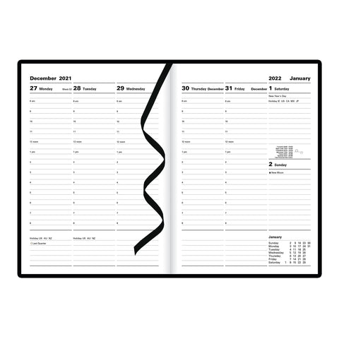 LETTS Milano Weekly Planner, 12 Months, January to December, 2022, Week-to-View with Appointments, 8.25" x 5.875", Black (CTO3XUBK-22)
