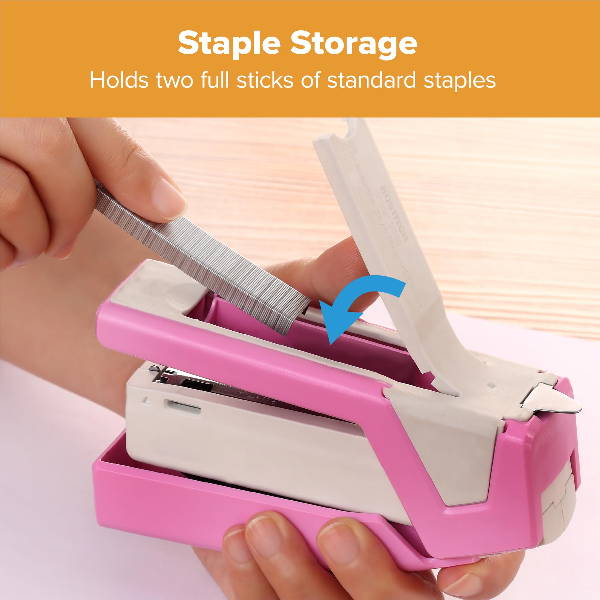 Bostitch Office InCourage Spring-Powered Compact Stapler, 3-in-1, Plastic, Half Strip, 20 Sheet Capacity, BCA Pink (1588)