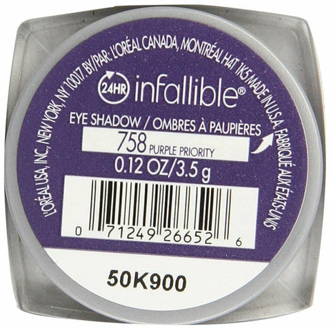 L'Oréal Paris Infallible 24HR Shadow, Purple Priority, 0.12 oz.