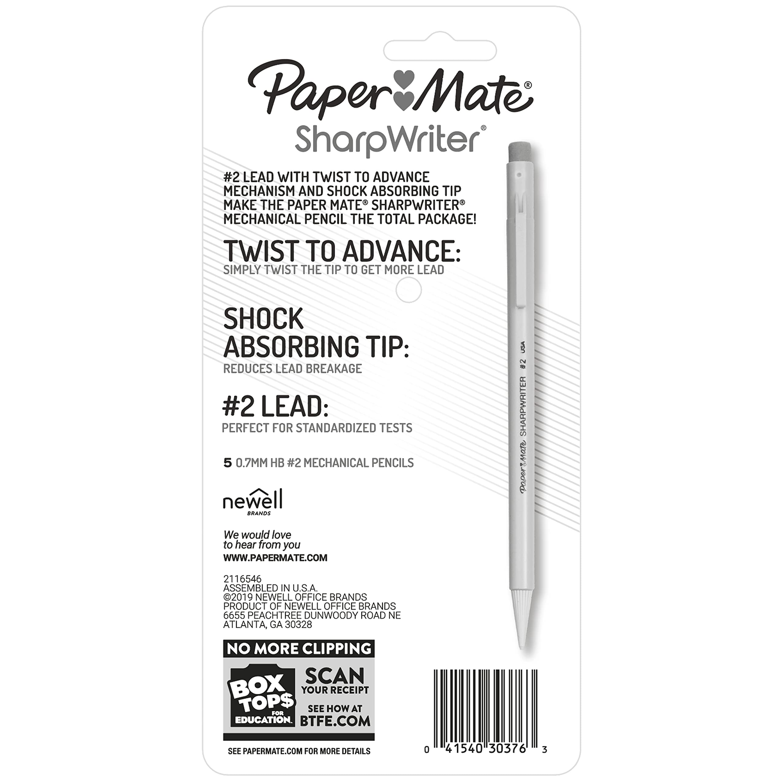 Paper Mate® SharpWriter® Mechanical Pencils, 0.7 mm, Yellow Barrel, Pack of 5 Pencils