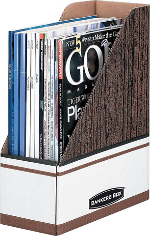 Bankers Box 07223 Corrugated Cardboard Magazine File, 4 x 9 x 11 1/2, Wood Grain (Case of 12)