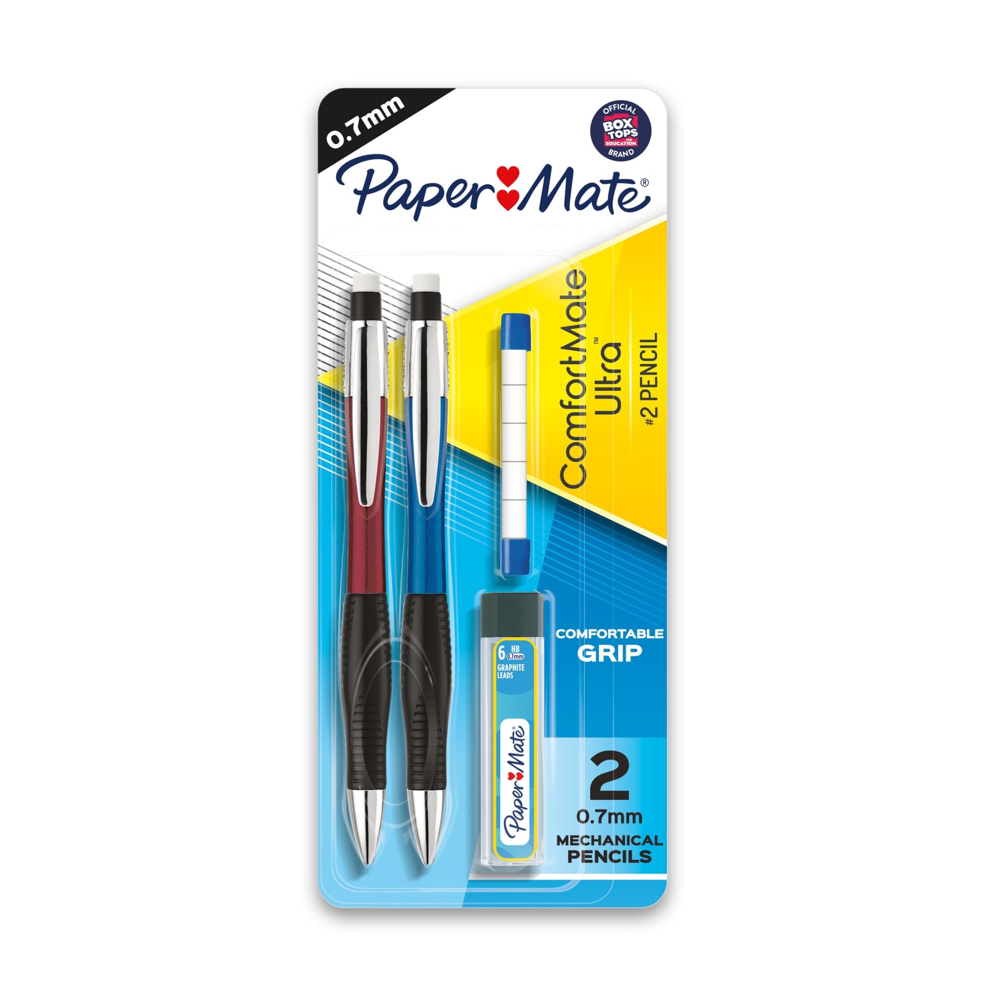 Paper Mate ComfortMate Ultra Mechanical Pencil Starter Set, HB Lead, 0.7 mm, Assorted Barrel Colors, Pack of 2 Pencils