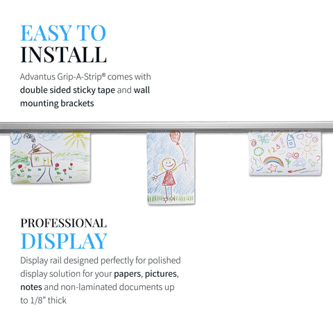 Advantus Aluminum Display Rail, Paper Display Strip and Receipt Holder, Bulletin Board Strip, 6 Ft, Satin Aluminum Finish