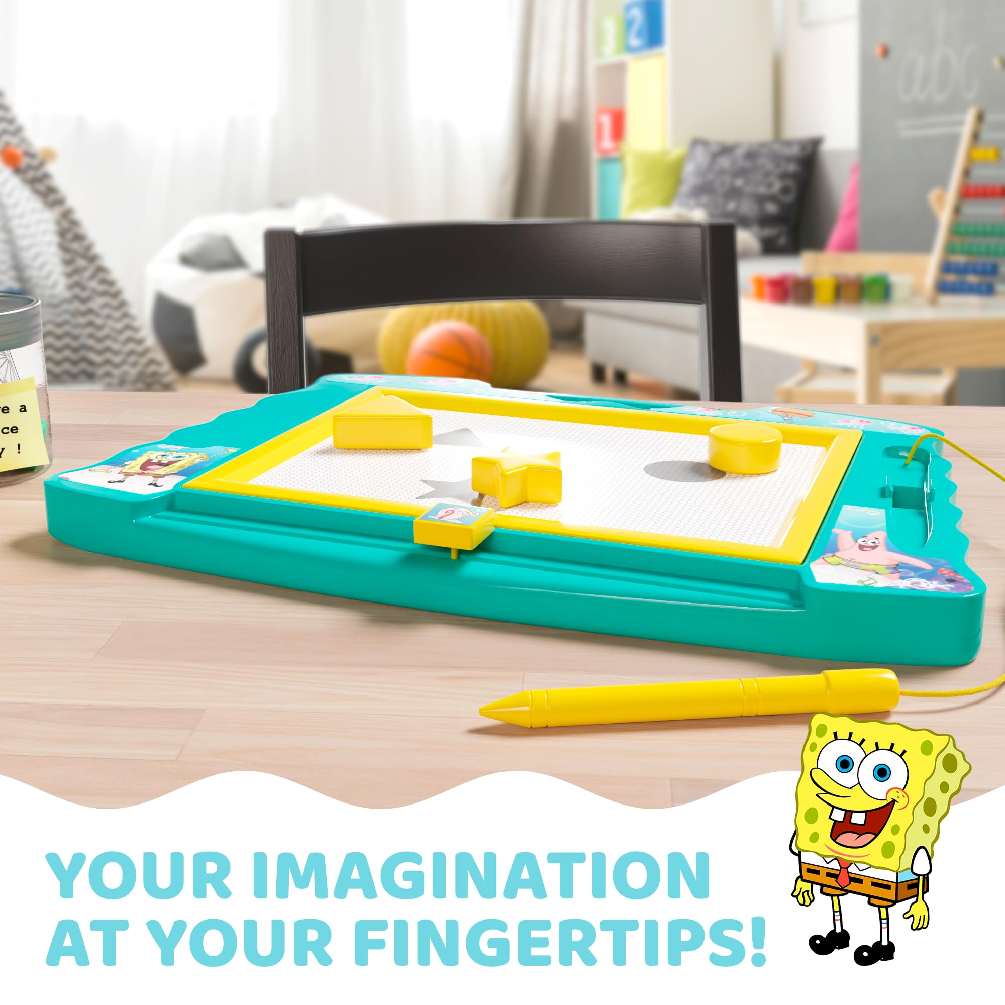 SpongeBob Squarepants Magnetic Drawing Board with Stylus and 3 Stamps, for Boys or Girls