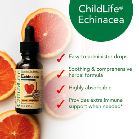 CHILDLIFE ESSENTIALS Echinacea for Kids - Kids Echinacea Drops, Liquid Tincture, Alcohol Free Supplement for Babies, Toddlers, Children - Natural Orange, 1 Fl Oz (Pack of 1)