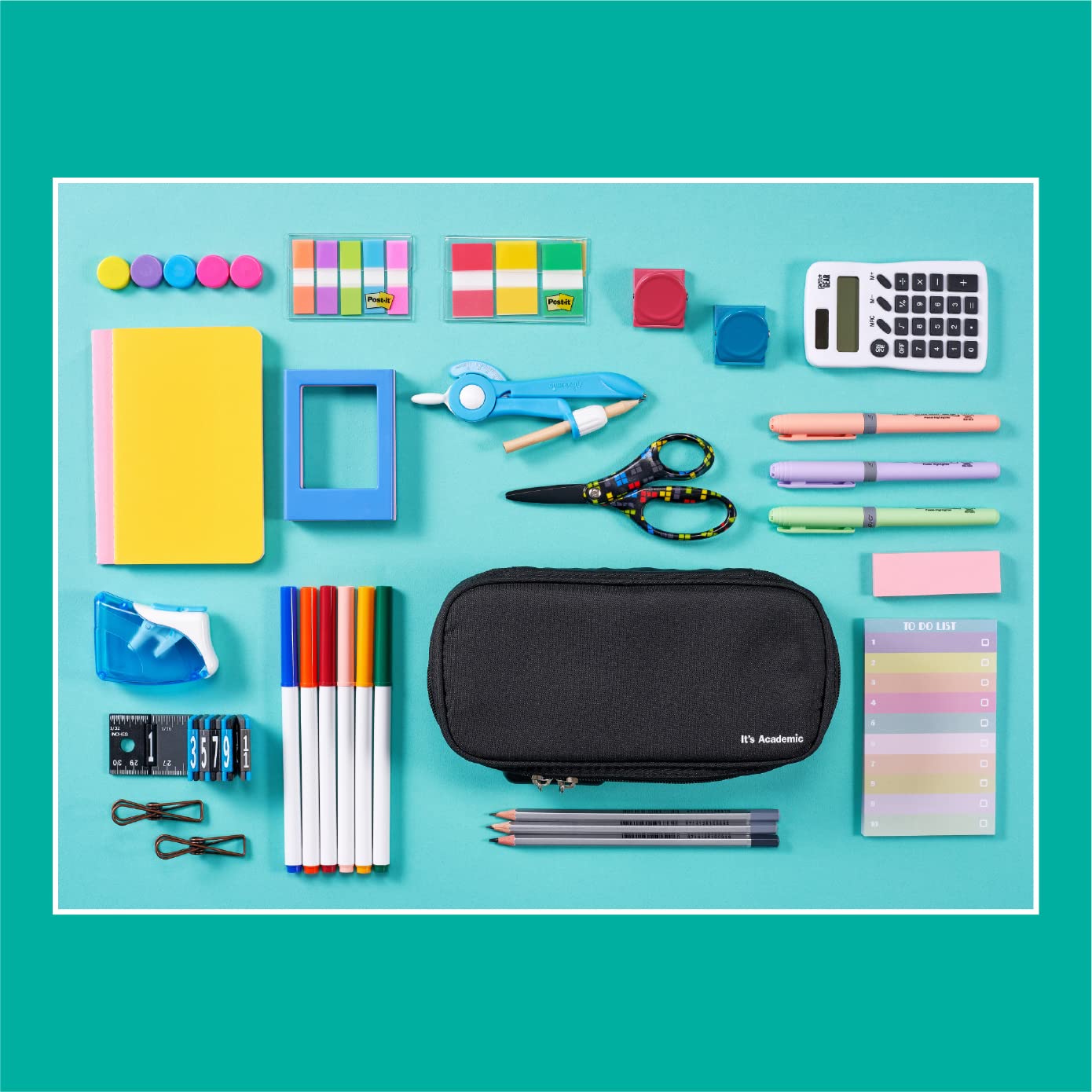 It's Academic Locking Pencil Case, for Office & School Supplies, Travel Organizer Bag, Compact, High Capacity, Light Weight, Black