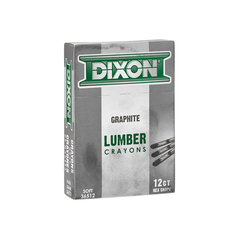 Dixon Industrial Lumber Marking Crayons, Soft Graphite, 4-1/2 x 1/2" Hex, Pack of 12 (36512)