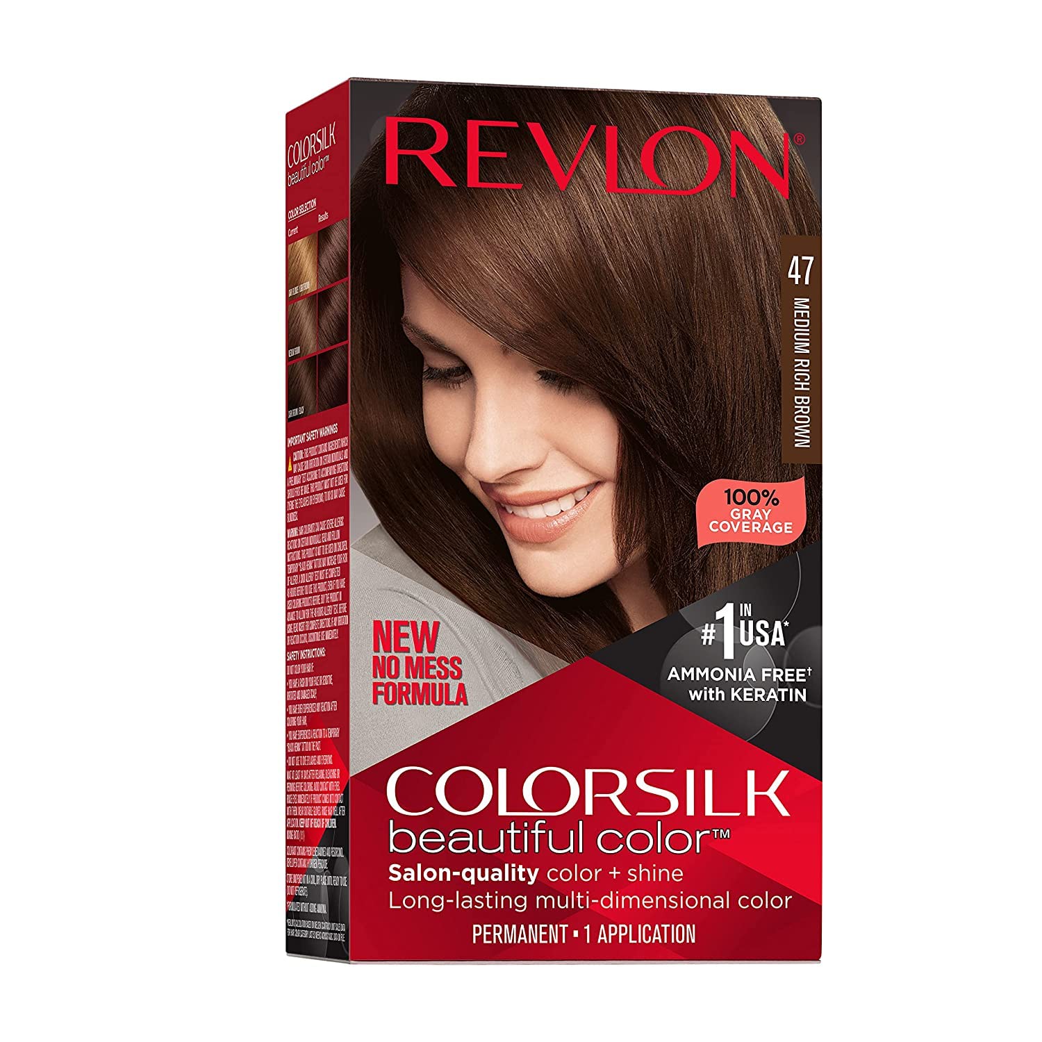 Revlon ColorSilk Hair Color, Medium Rich Brown [47] 1 ea