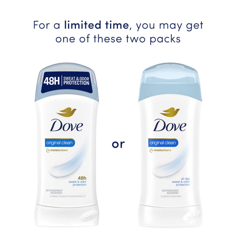 Dove Original Antiperspirant Deodorant for Women Original Clean 48 Hour Sweat & Odor Protection 2.6 oz