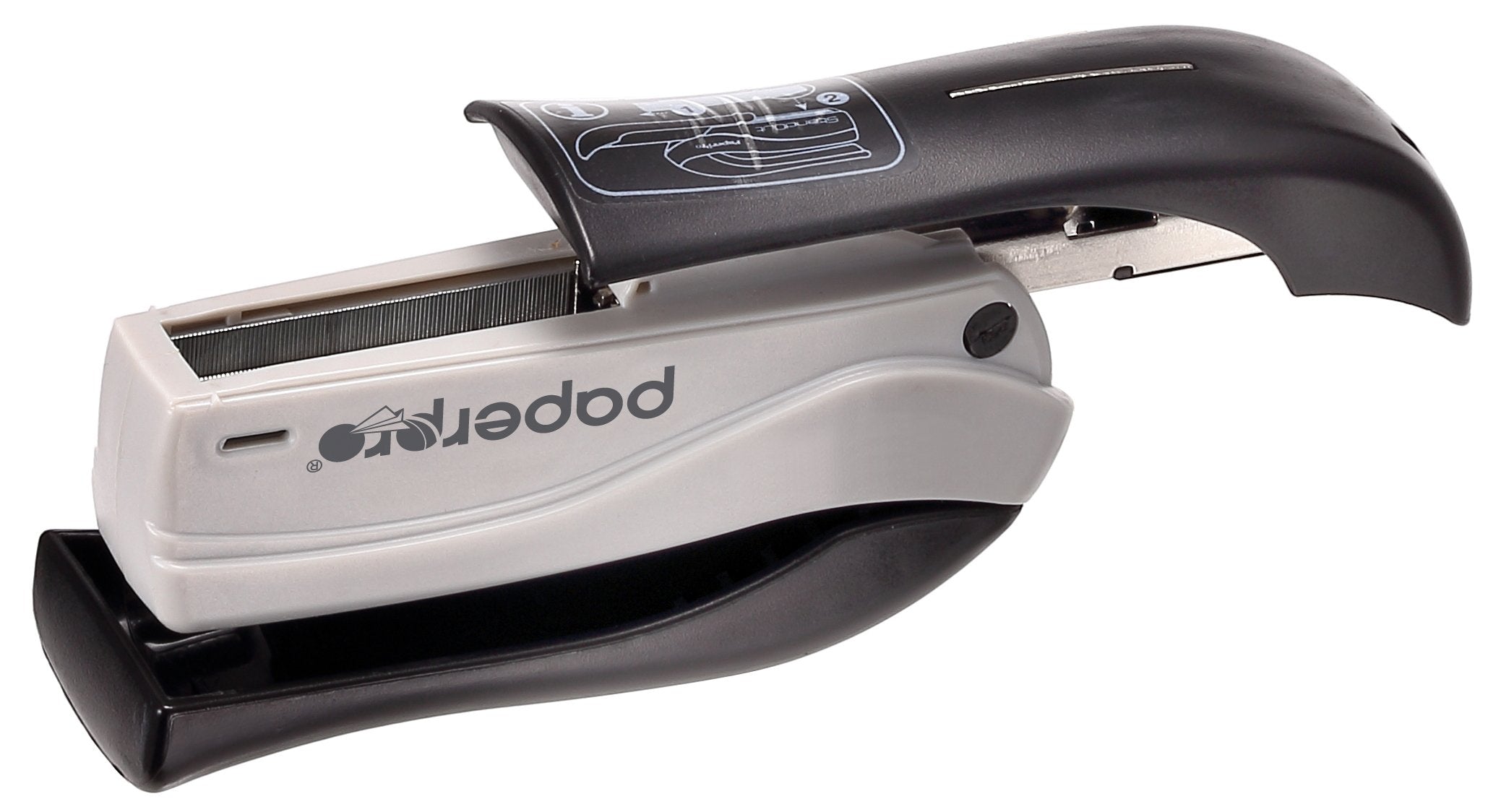 Bostitch Office inSHAPE Compact Stapler, 15 Sheet Capacity, One Finger, No Effort, Spring Powered, Black/Gray